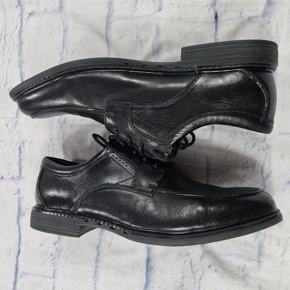 Clarks Unstructured Un.Linden Oxford 10.5 Black Leather Apron Toe Dress Shoes - Picture 8 of 12